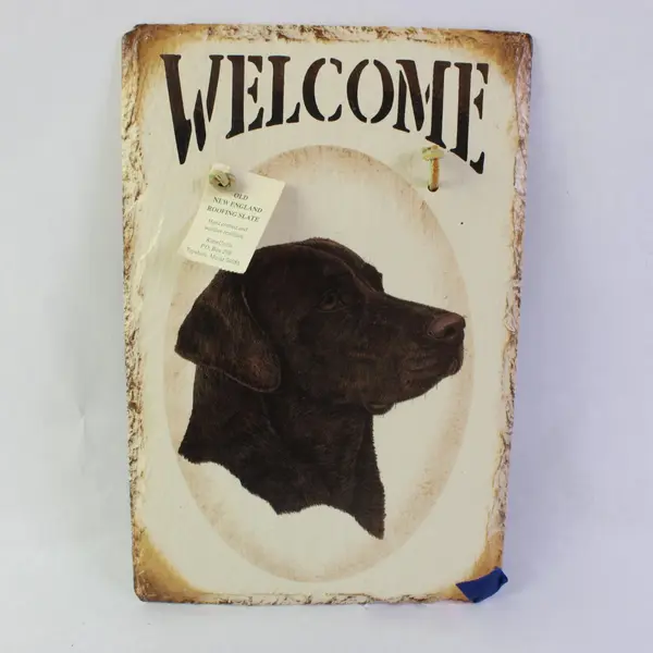KimsCrafts Chocolate Lab Welcome Sign 8"x11.5" FLAWED