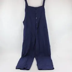 Zanzea Navy Blue Linen Boho Wide Leg Pocket Overalls 5XL Women