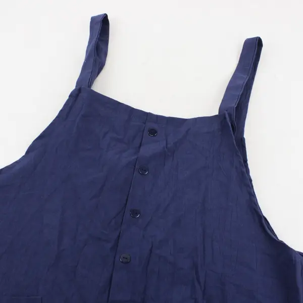Zanzea Navy Blue Linen Boho Wide Leg Pocket Overalls 5XL Women