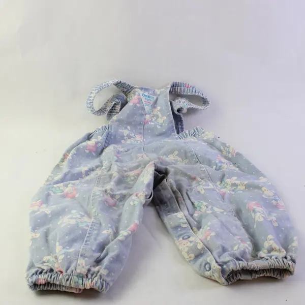 Vintage OshKosh B'Gosh Vestbak Bunny Print Denim Overalls Girls' Size 3T FLAWED