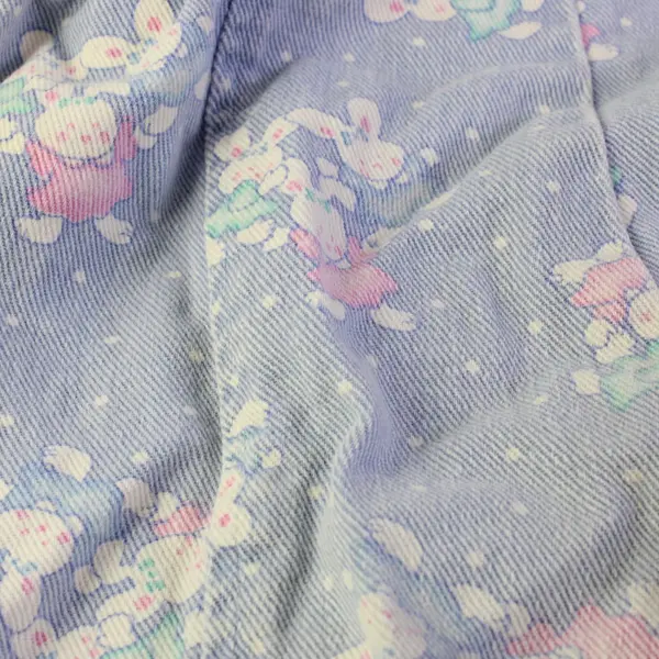 Vintage OshKosh B'Gosh Vestbak Bunny Print Denim Overalls Girls' Size 3T FLAWED