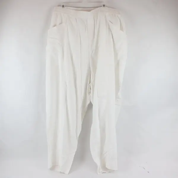 Old Navy Women's Linen High Rise Crop Pants White Elastic Waist Size 4X