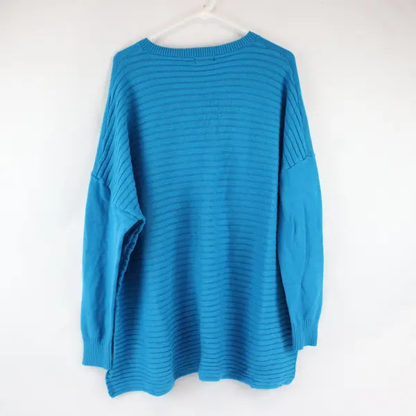 Chicsoul.com Women’s Sweater Pullover V-Neck Blue Size XXXL Relaxed Fit