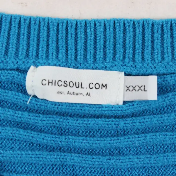 Chicsoul.com Women’s Sweater Pullover V-Neck Blue Size XXXL Relaxed Fit