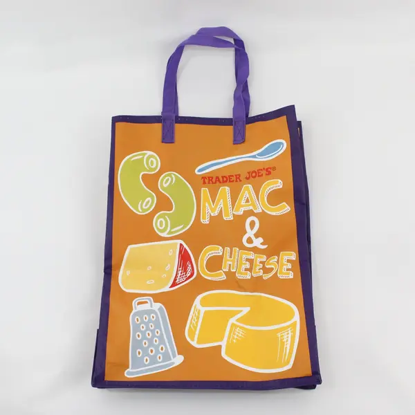 Trader Joe's Reusable Shopping Tote Mac & Cheese PB&J Milk Cookies Ketchup