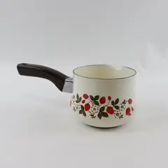 VTG Sheffield Strawberries N Cream Enamelware Sauce Pan Pour Spout No Lid