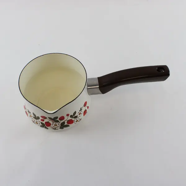 VTG Sheffield Strawberries N Cream Enamelware Sauce Pan Pour Spout No Lid