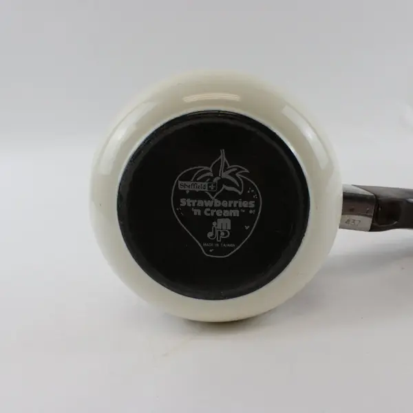 VTG Sheffield Strawberries N Cream Enamelware Sauce Pan Pour Spout No Lid