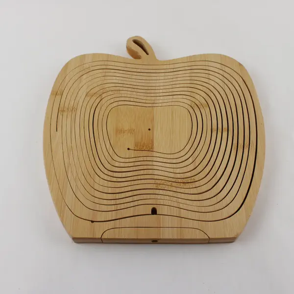 Collapsible Wooden Apple Fruit Basket Decorative Folding Storage