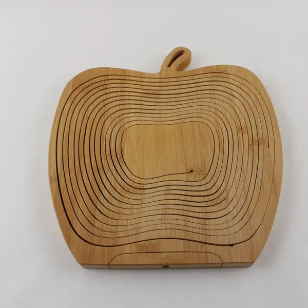 Collapsible Wooden Apple Fruit Basket Decorative Folding Storage