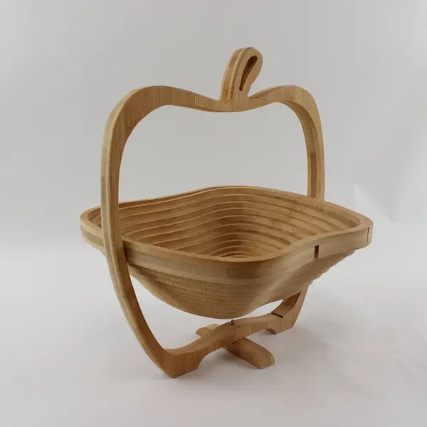 Collapsible Wooden Apple Fruit Basket Decorative Folding Storage