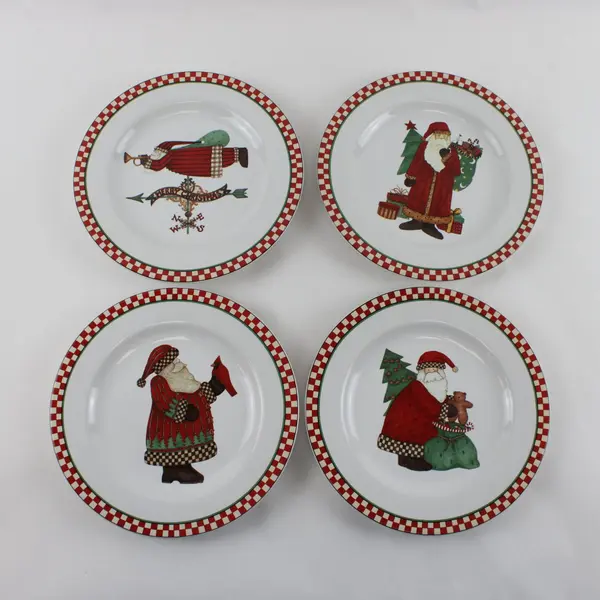 Set of 4 Vintage Debbie Mumm Sakura Magic of Santa 8in Salad/Dessert Plates
