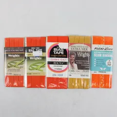 Lot of 5 Wrights Boiltex Clark's O.N.T Orange Gold Sewing Trim