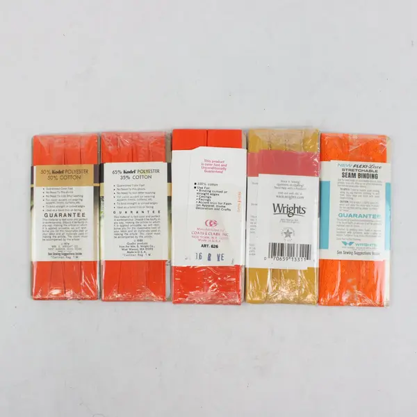 Lot of 5 Wrights Boiltex Clark's O.N.T Orange Gold Sewing Trim