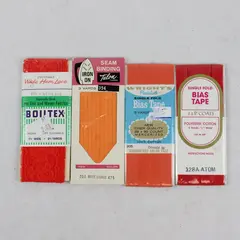 Lot of 4 Mixed Brand Orange Red Sewing Trims Bias Tape Seam Binding