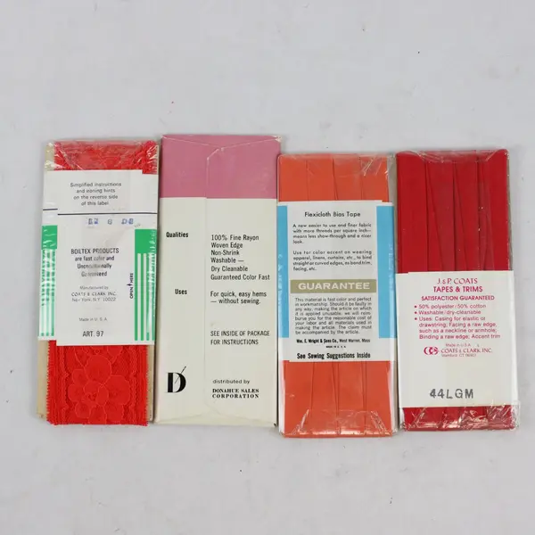 Lot of 4 Mixed Brand Orange Red Sewing Trims Bias Tape Seam Binding
