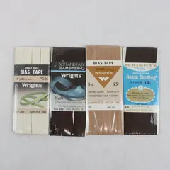 Lot of 4 Wrights Bias Tape & Seam Binding Brown Tan Oyster