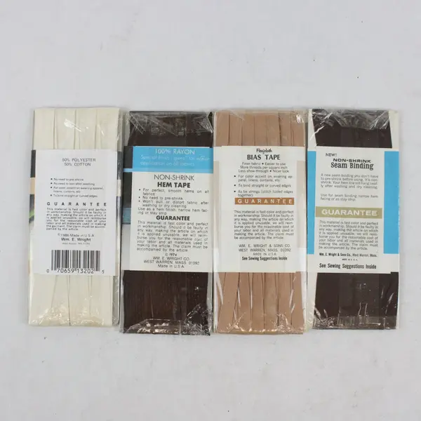 Lot of 4 Wrights Bias Tape & Seam Binding Brown Tan Oyster