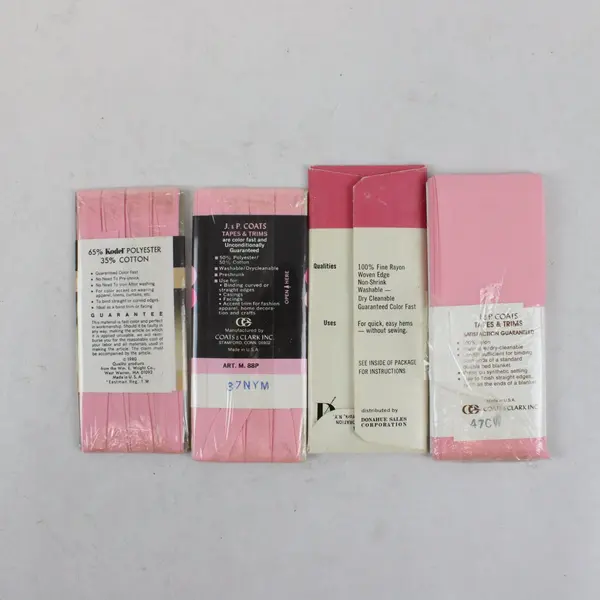 Lot of 4 Wrights J&P Coats Talon Pink Bias Tape Seam Binding Trims