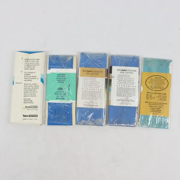 Lot of 5 Blue Sewing Trims Bias Tape Seam Binding Hem Facing NOS