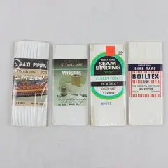 Lot of 4 Mixed Brand White Sewing Trims Maxi Piping Twill Seam Binding Bias Tape