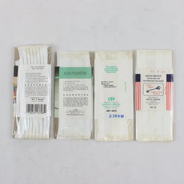 Lot of 4 Mixed Brand White Sewing Trims Maxi Piping Twill Seam Binding Bias Tape
