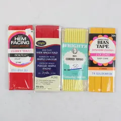 Lot of 4 NOS Wrights J&P Coats Boiltex Bias Tape Hem Facing Piping