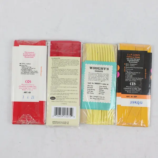 Lot of 4 NOS Wrights J&P Coats Boiltex Bias Tape Hem Facing Piping