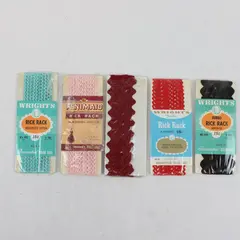 Lot of 5 Assorted Rick Rack Trim Wrights Penimaid Sewing Colors
