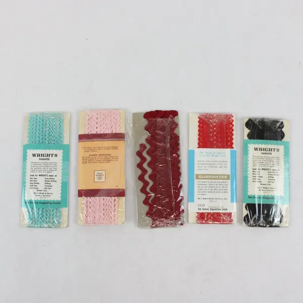 Lot of 5 Assorted Rick Rack Trim Wrights Penimaid Sewing Colors