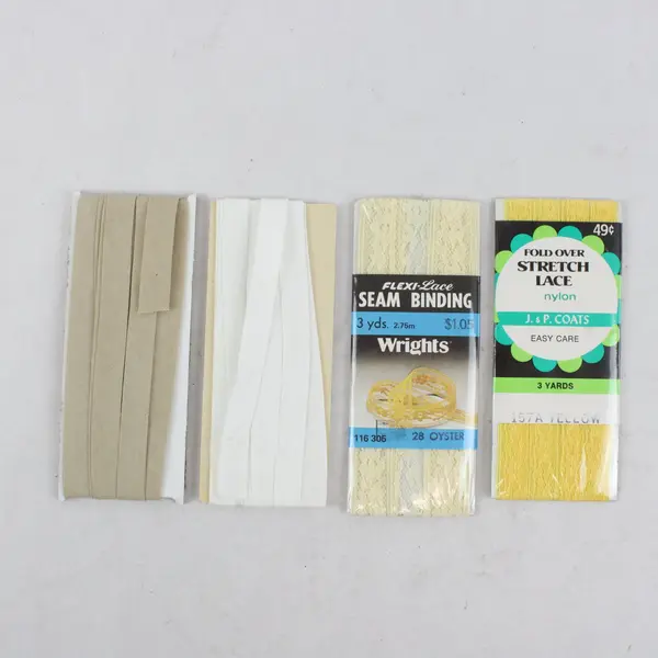 Lot of 4 Wrights J&P Coats Bias Tape Seam Binding Lace Trim Assorted