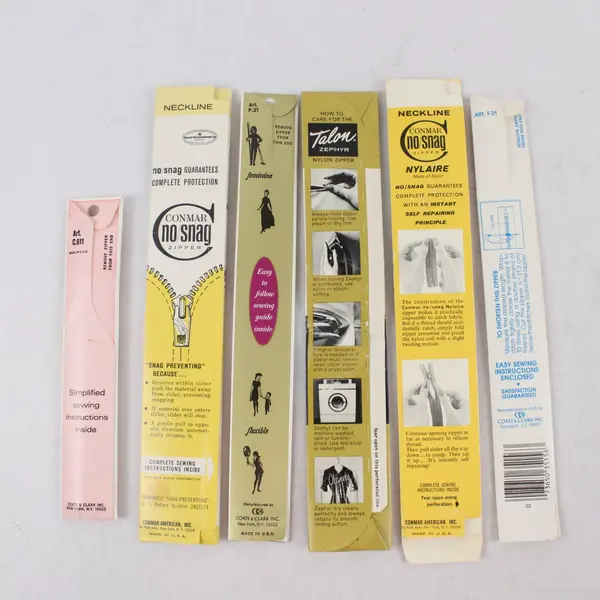 Lot of 6 Assorted Zippers J&P Coats Talon C&C Conmar New