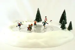Dept 56 Village Animated Skating Pond With Accessories  52299 Works