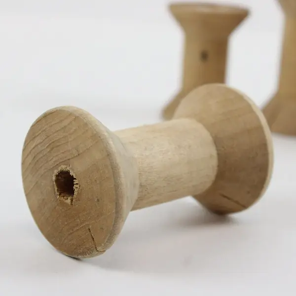Lot of 4 Vintage Wooden Thread Spools, 2.8" & 2.0" Tall 