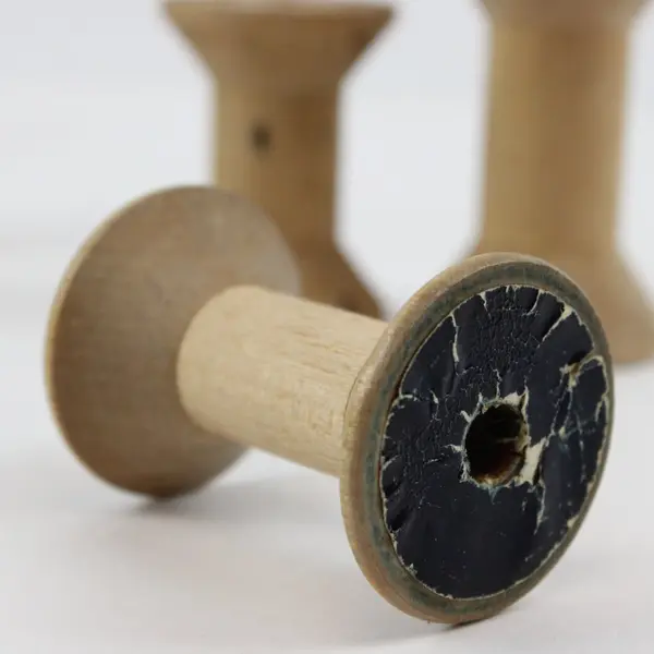 Lot of 4 Vintage Wooden Thread Spools, 2.8" & 2.0" Tall 