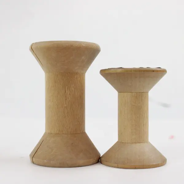 Lot of 4 Vintage Wooden Thread Spools, 2.8" & 2.0" Tall 