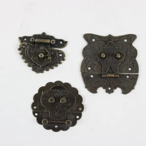 Lot of 3 Vintage-Style Ornate Box Latches Antique Brass Bronze 