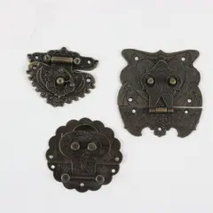 Lot of 3 Vintage-Style Ornate Box Latches Antique Brass Bronze 