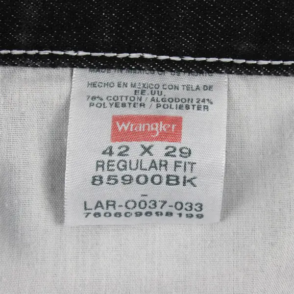 Wrangler Black Denim Regular Fit Jeans Men's Size 42x29
