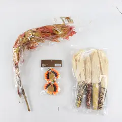 Lot of 3 Fall Harvest Decor Display, Mini Corn, Foliage, Turkey Stickers 