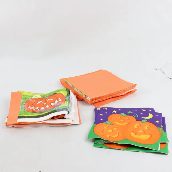 Halloween Pumpkin Party Supplies Lot Plates Napkins Gelatin Mold