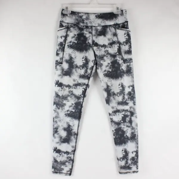 Athletic Works Girls Tie Dye Leggings Gray/White With Pockets XL(14-16)