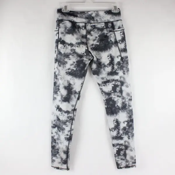 Athletic Works Girls Tie Dye Leggings Gray/White With Pockets XL(14-16)
