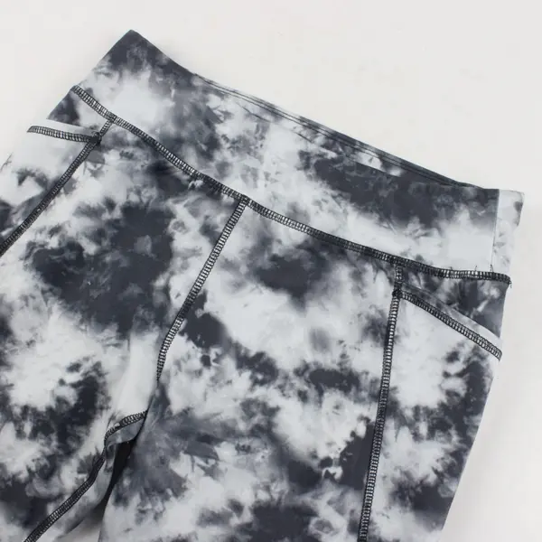 Athletic Works Girls Tie Dye Leggings Gray/White With Pockets XL(14-16)