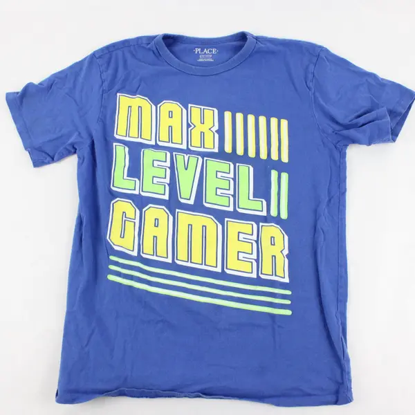 The Children's Place Boys Blue Max Level Gamer Graphic T-Shirt L 10-12