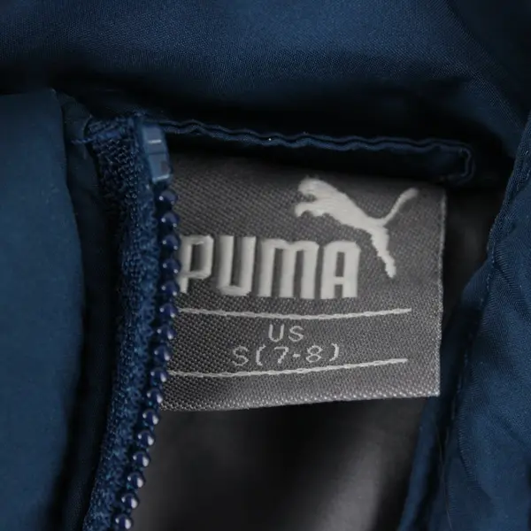 Puma Boys Puffer Vest Blue Gray Full Zip Sleeveless Youth S (7/8)