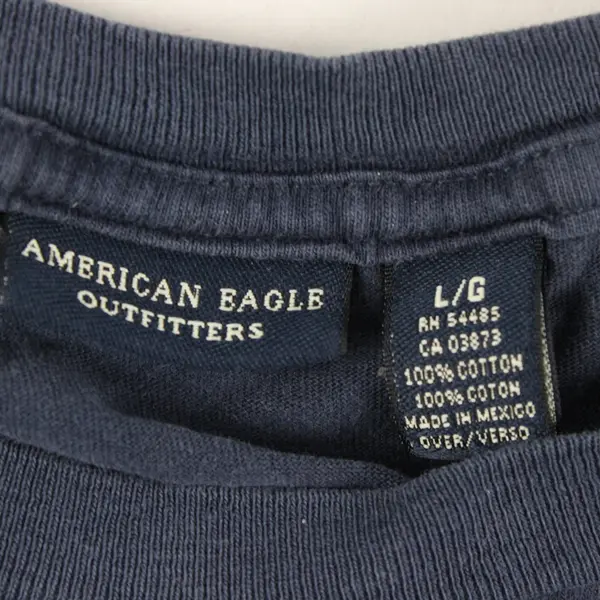 American Eagle Outfitters Womens Graphic Logo Long Sleeve Tee Navy L Cotton