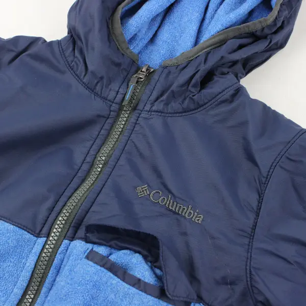 Columbia Blue Color Block Zip Up Youth Jacket With Hood Size S(8)