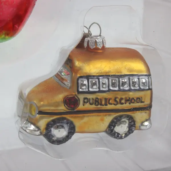 Set of 5 Dept 56 Mini Blown Glass School Christmas Ornaments
