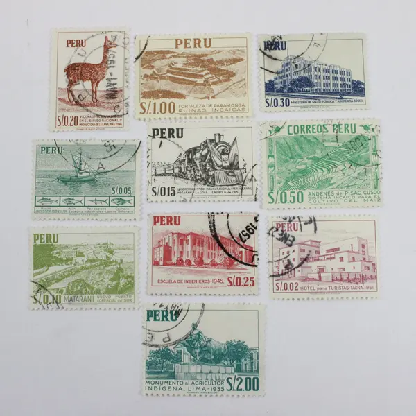Lot of 9 Peru Used Stamps 1952-53 Scott 457-466